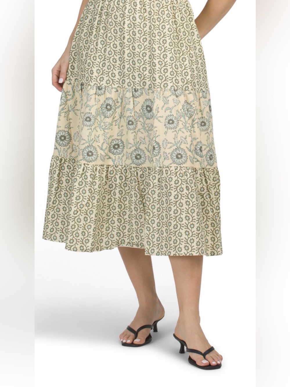 MAGARI MADE IN ITALY FLORAL TIERED SLEEVELESS LINEN BLEND MIDI DRESS SIZE M NWT - Picture 5 of 11
